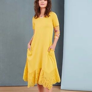 LOGO by Lori Goldstein Regular Cotton Modal Dress with Eyelet Hem